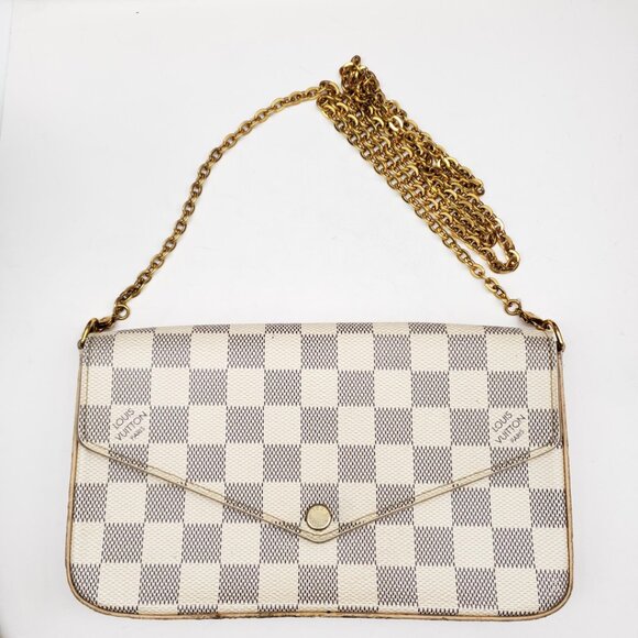 Louis Vuitton Felicie White W/P Damier Azur Canvas Shoulder Bag lux499-060225 - Picture 1 of 15